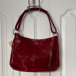 Gorgeous cherry red Italian made leather purse.